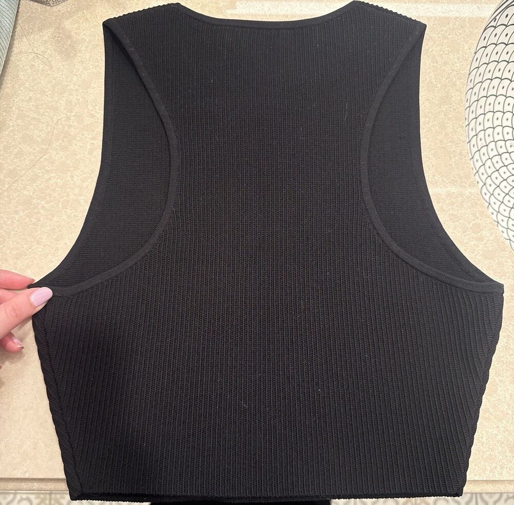 Aritzia Babaton Sculpt Knit Racer High Neck Crop Tank Black Compressive Size M - Picture 6 of 6